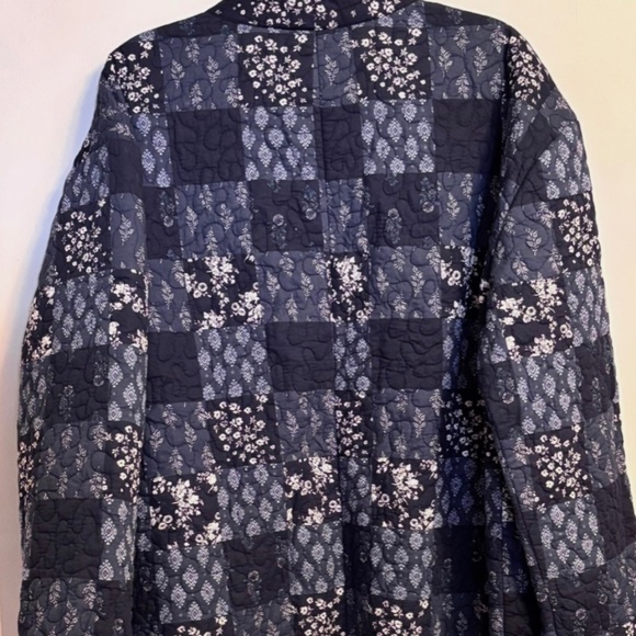 Style & Co Women’s Plaid Quilted Coat Sz X-Large Navy/White - Picture 5 of 6